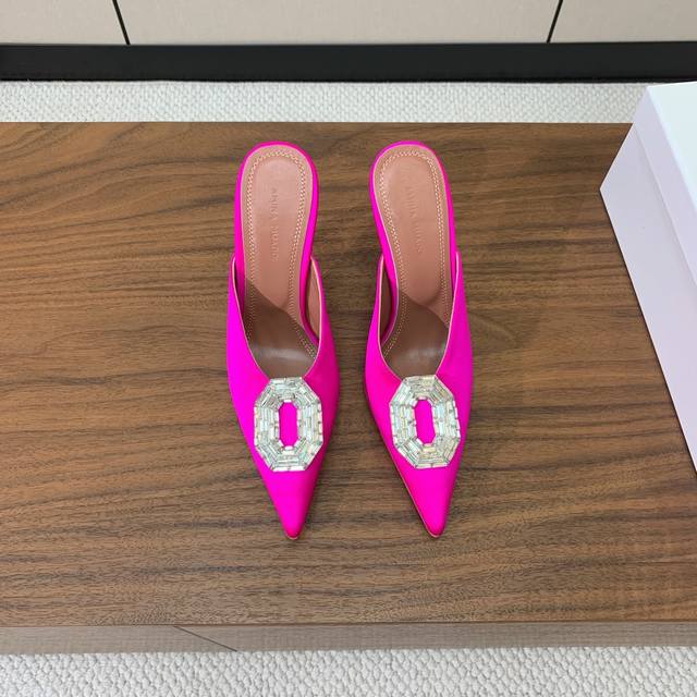 amina Muaddi Diamond Buckle Pointed Half-Slippers Simple Temperament Shoe Upp