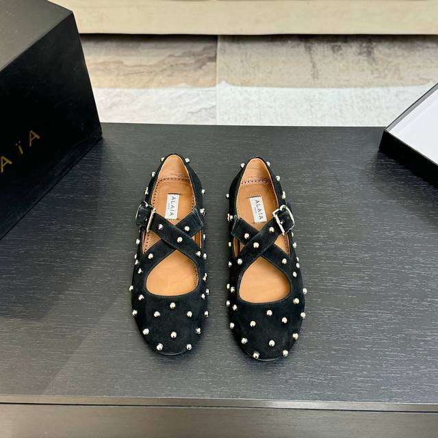 25Fw New Alaia Cross Strap French Ballet Single Braided Flats Cross Strap Bal