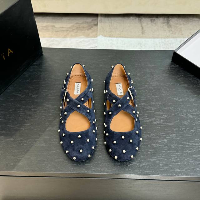 25Fw New Alaia Cross Strap French Ballet Single Braided Flats Cross Strap Bal