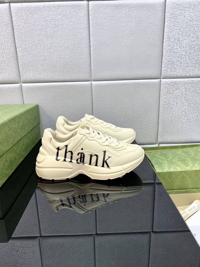Top Version Gucci Dad Shoes Couple Style Old Leather Horn-Shaped Retro Jogging S