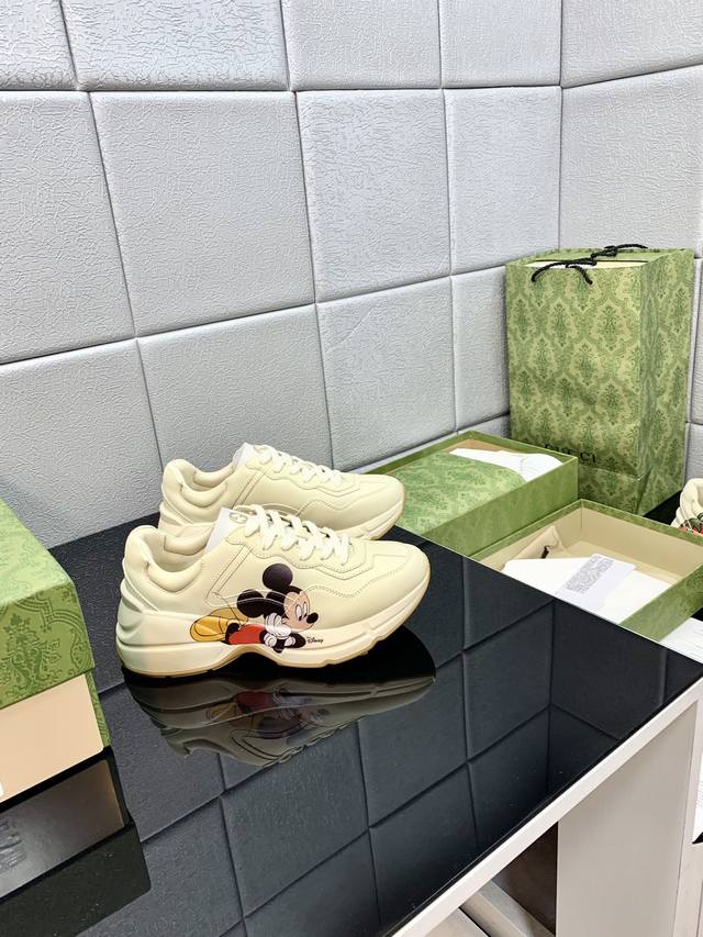 Top Version Gucci Dad Shoes Couple Style Old Leather Horn-Shaped Retro Jogging S