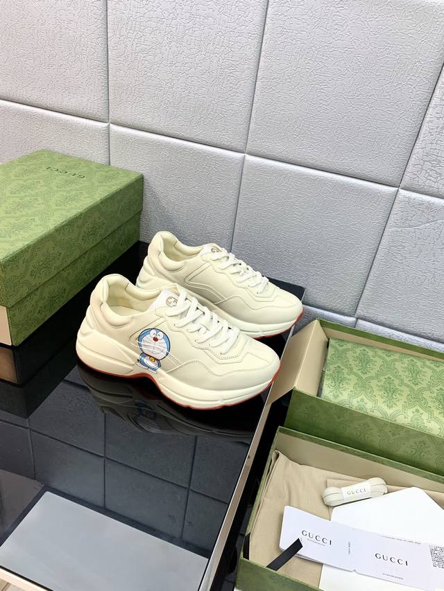 Top Version Gucci Dad Shoes Couple Style Old Leather Horn-Shaped Retro Jogging S