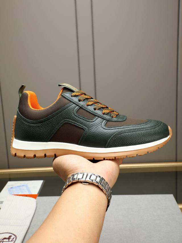 hermas Hermes Sneakers The Upper Is Made Of Calfskin And Mesh. Imported Mater