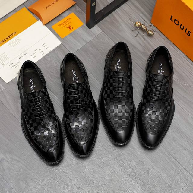 Product Trademark Lv Louis Vuitton Business Formal Leather Shoes True Size: 39-4