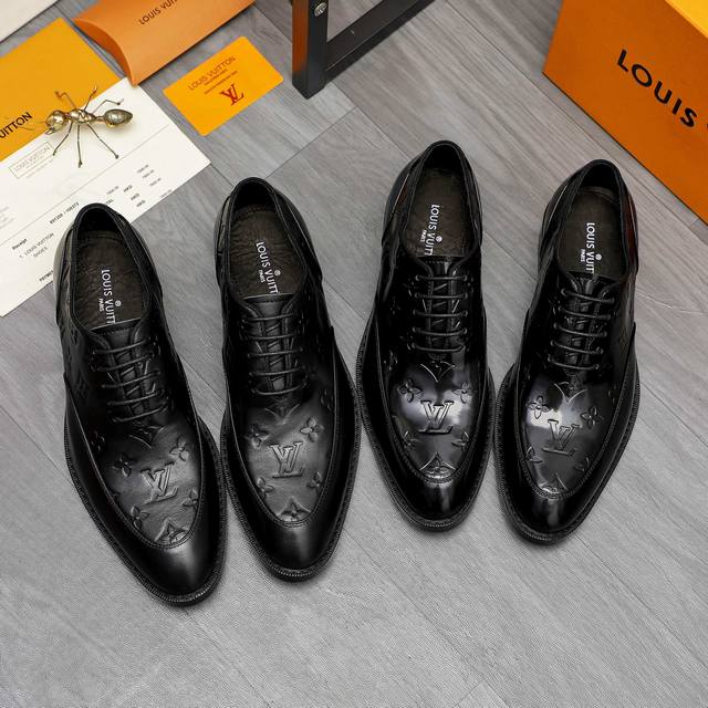 Product Trademark Lv Louis Vuitton Business Formal Leather Shoes True Size: 39-4