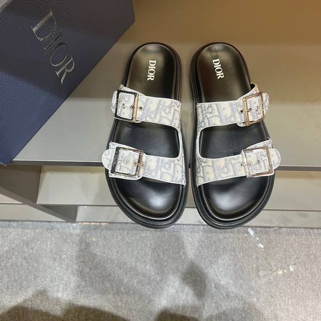 Size 38-45 Dior's Latest H-Town Series Oblique Thick-Soled Slippers Sandals Orig