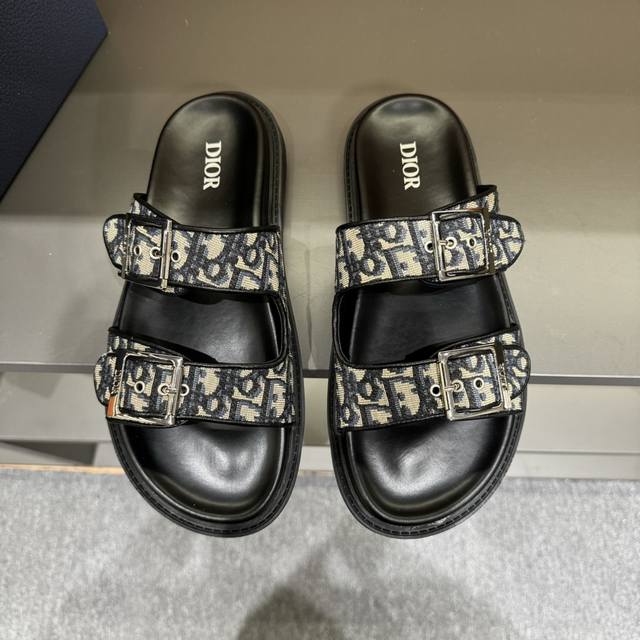 Size 38-45 Dior's Latest H-Town Series Oblique Thick-Soled Slippers Sandals Orig