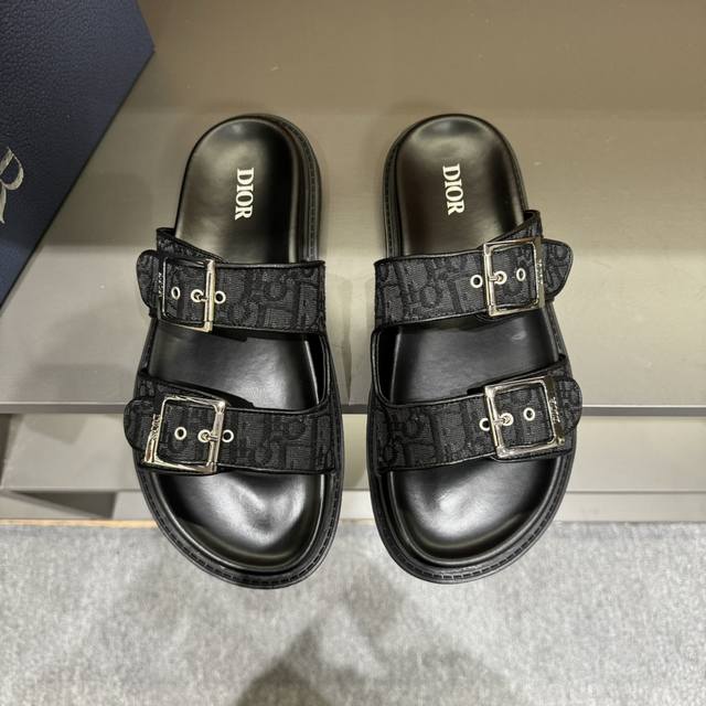Size 38-45 Dior's Latest H-Town Series Oblique Thick-Soled Slippers Sandals Orig