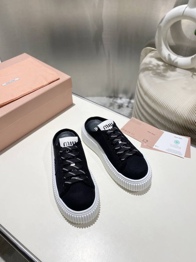 Factory Price Pp Single Shoes Slippers Miu Miu 2025 Spring And Summer Catwalk Bi