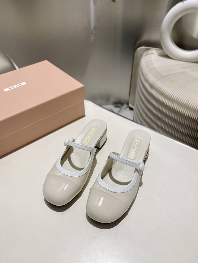 Factory Miu Miu 2025 Spring/Summer New Mary Jane Half Slippers The Color Matchin