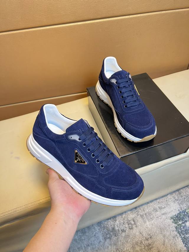 prad*Prada Counter Hot Men's Shoes Official Website 1:1 Production Imported C