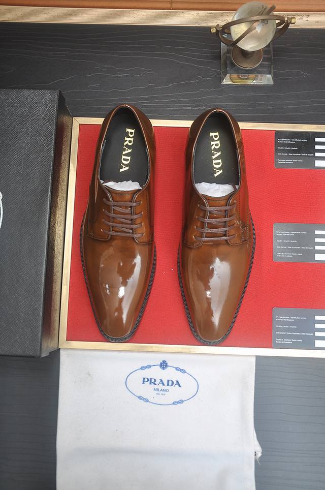 Factory Price P Prada Full High-End Cowhide Lining Latest Genuine Leather Busine