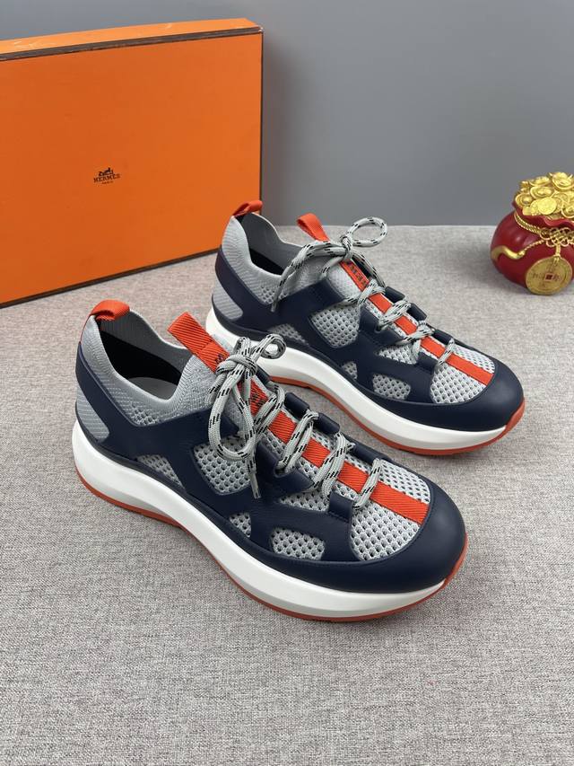h New Arrivals 2025 Katana Sneakers Knitted And Calfskin Sneakers With Geomet
