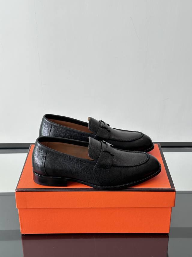 Hermes Leather Shoes 2025 High-End Business Wear Essential Men's Shoes~~ Importe