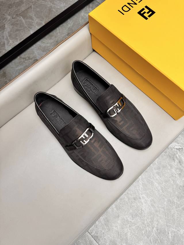 fendi Fendi Leather Shoes Imported Brand Jacquard Fabric Water-Dyed Calfskin