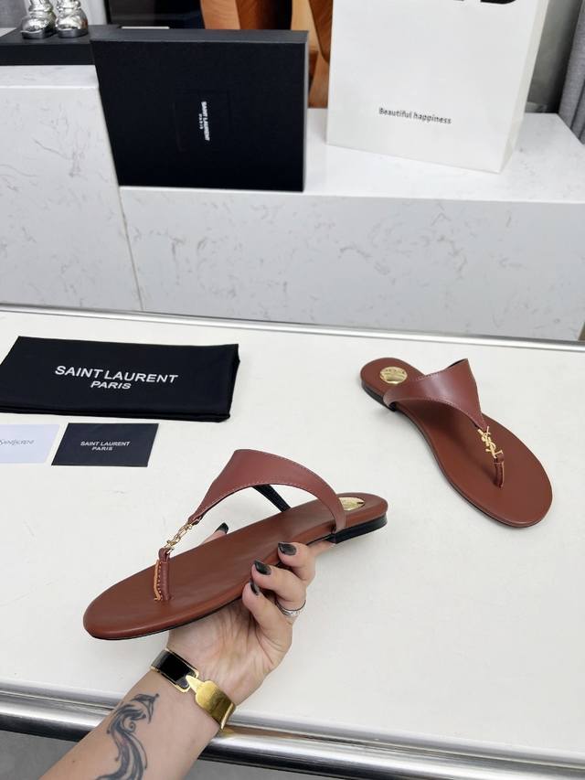 Saint Laurent: Reddish Brown Cowhide Rubber Sole Genuine Leather Sole Size 35-44
