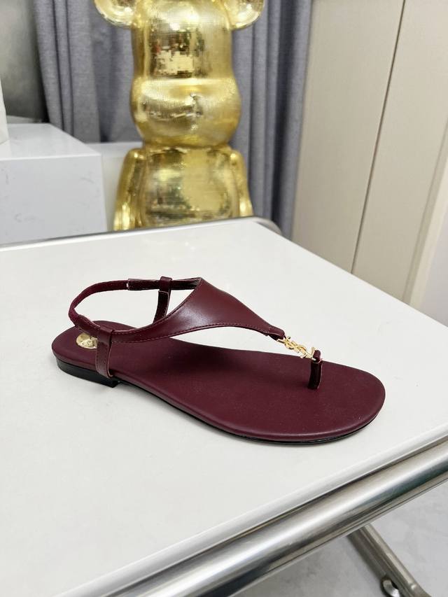Saint Laurent: Burgundy Cowhide Rubber Sole Genuine Leather Sole Size 35-44 42.4