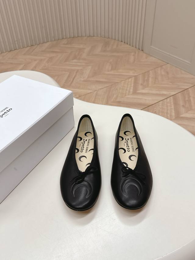 Marine Serre X Repetto Co-Branded Crescent-Shaped Shallow-Mouth Ballet Flats Sin