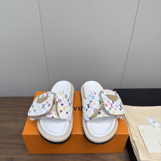 lv Louis Denwei 25 New Counter Latest Wallet Embossed Slippers Daily Lazy Sli