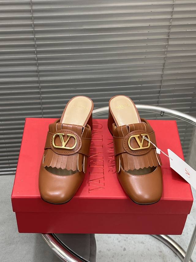 Factory Price Pp Top Version Valentino Valentino Vt New Tassel Mules Half Slippe
