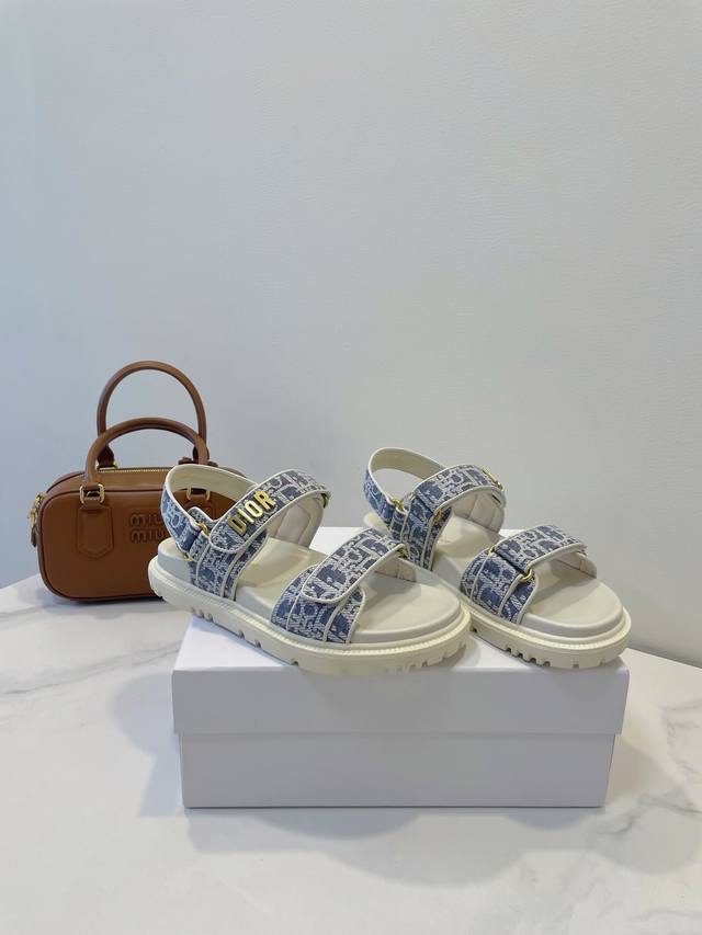 dior Dior 25Ss Beach Shoes Classic Paris Embroidery Upper Color Versatile 3Cm