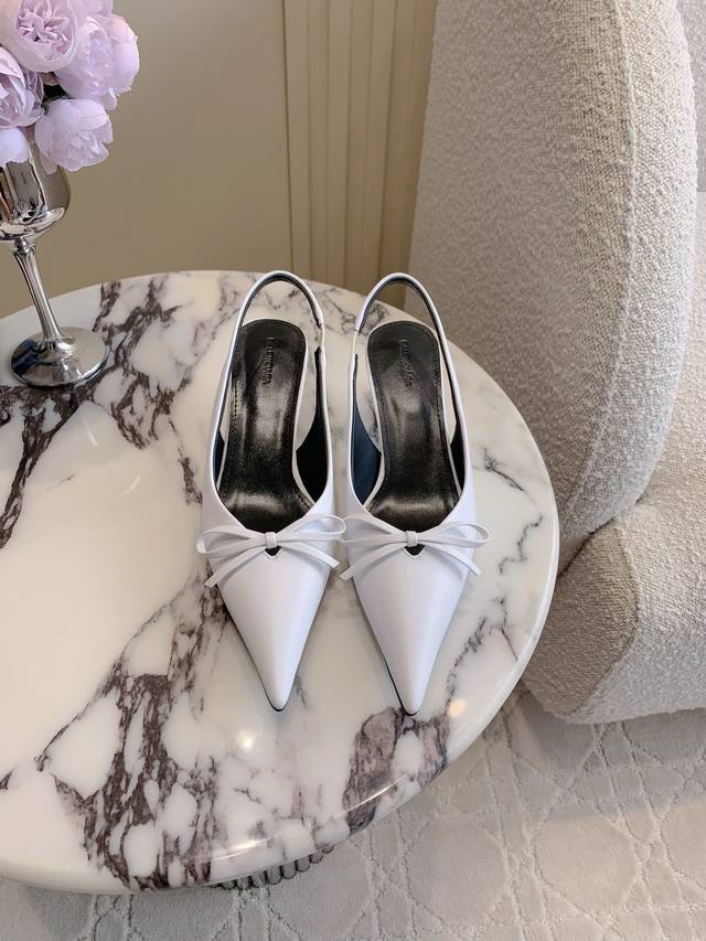 Factory Price P Balenciag* Classic Style Bowknot Slingback High Heels Small Poin