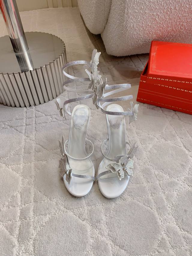 Factory Price P Ren* Caovill* Crystal Butterfly High-Heeled Sandals Bling Bling