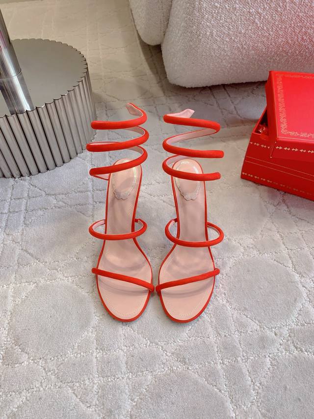 Factory Price P Ren* Caovill* New Snake-Shaped High-Heeled Sandals Are Always Fu