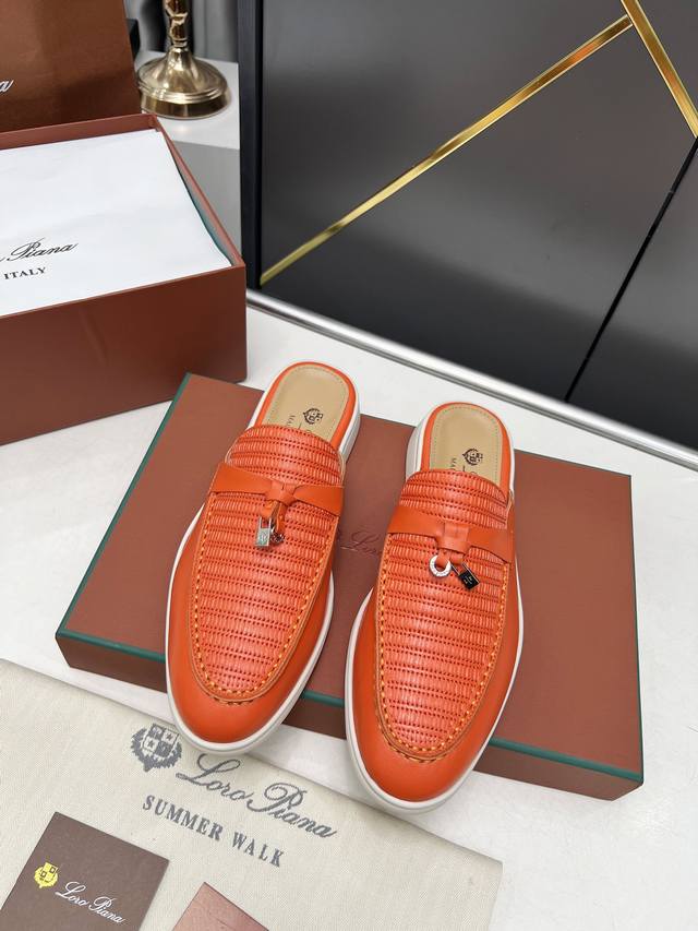 loro Piana Four Seasons Half Slipper With Electric Embroidery Founded On Apri