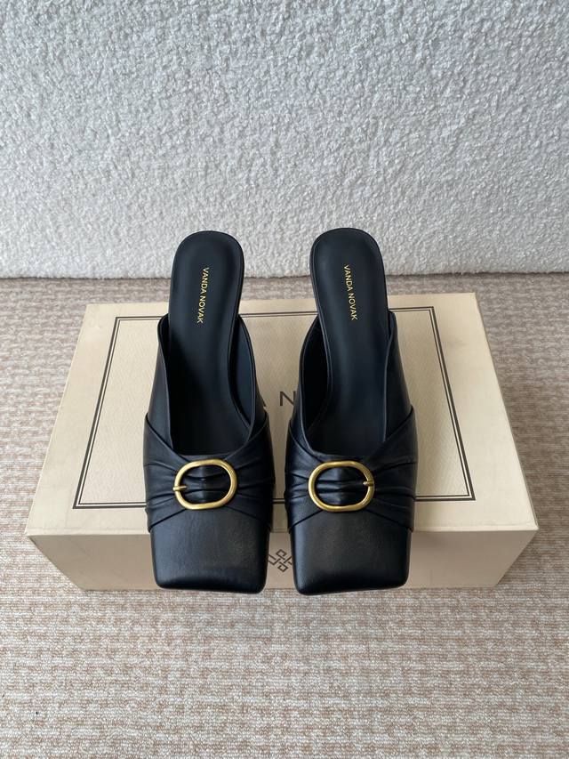 vanda Novak Square Toe Half-Slip Sandals From Italian Brand The Only One On T