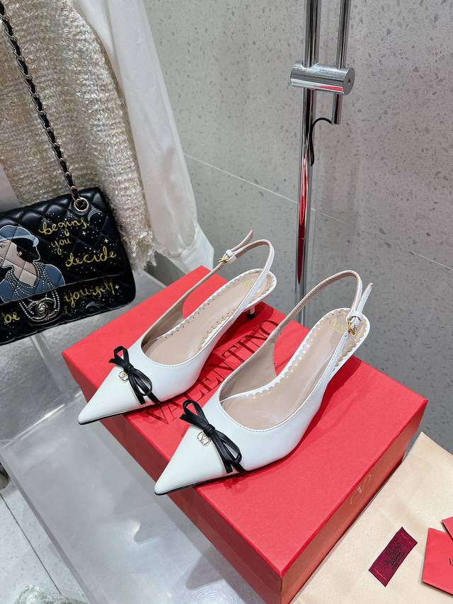 valentino Valentino 25Ss New Bow Rhinestone Mid-Heeled Shoes, High-Heeled Sho