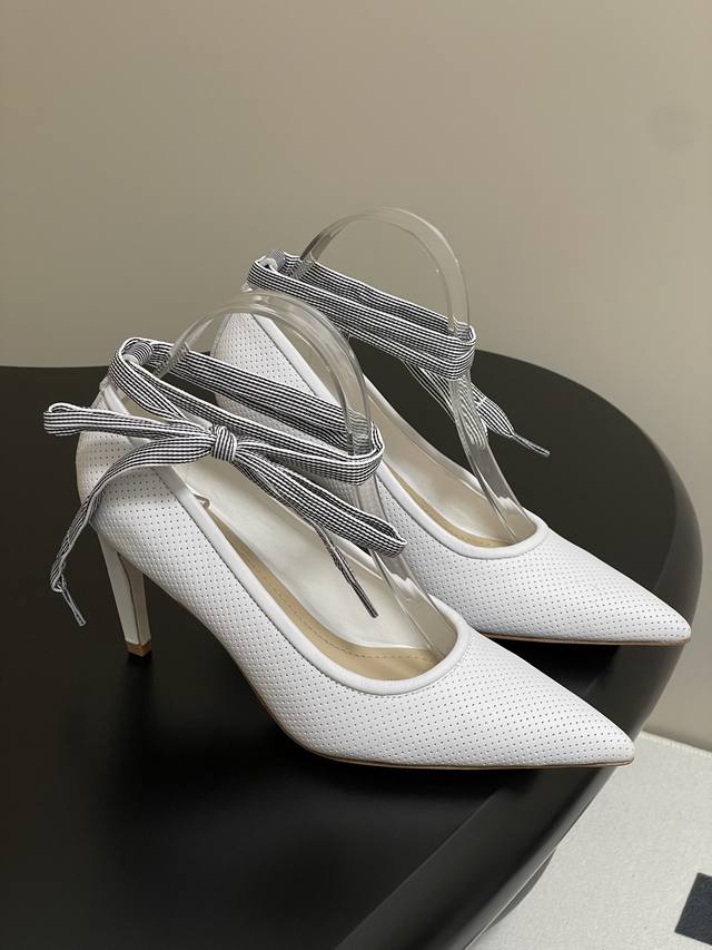 25Ss New Early Spring Model Dior D-Journey Lace-Up High Heels, Pointed Toe Pe