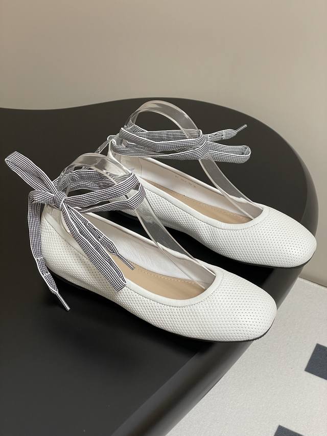 25Ss New Early Spring Dior D-Journey Lace-Up Ballet Flats Cd Letter Webbing D
