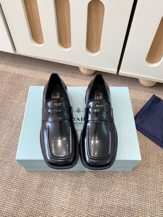 prada Prada Women's Equal Shiny Leather Loafers New Equal Loafers For Spring