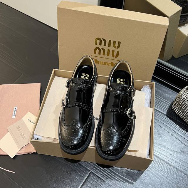 Factory Series Miumiu Church's Chelsea Joint Monk Leather Shoes Monk Shoes Briti