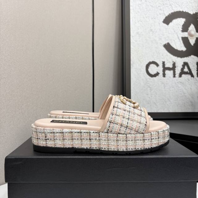 c Chanel Thick-Soled Slippers Are Here. The Classic Double C Metal Buckle Com