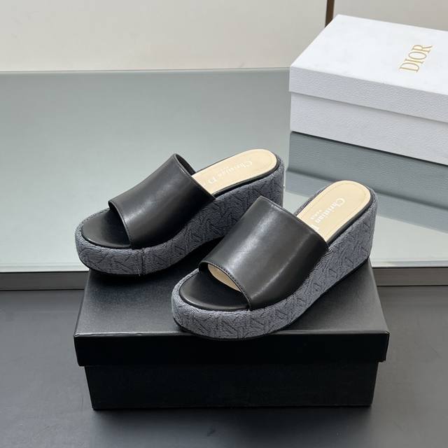 High Version 25Ss New Spring And Summer Dior D-Attitude Wedge Sandals With Cross