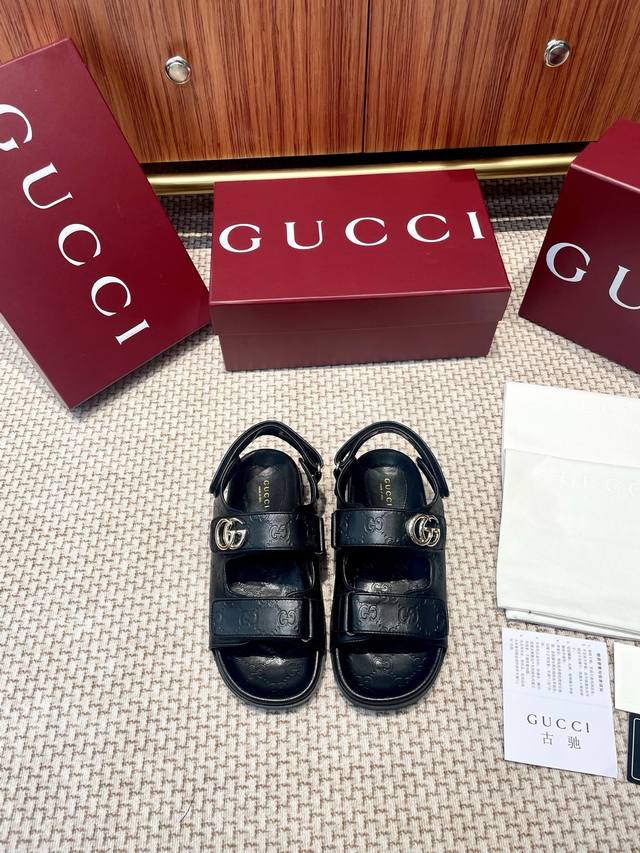 gucci Women's Embossed Gg Sandals This Pair Of Sandals Is Crafted With Gg Lea