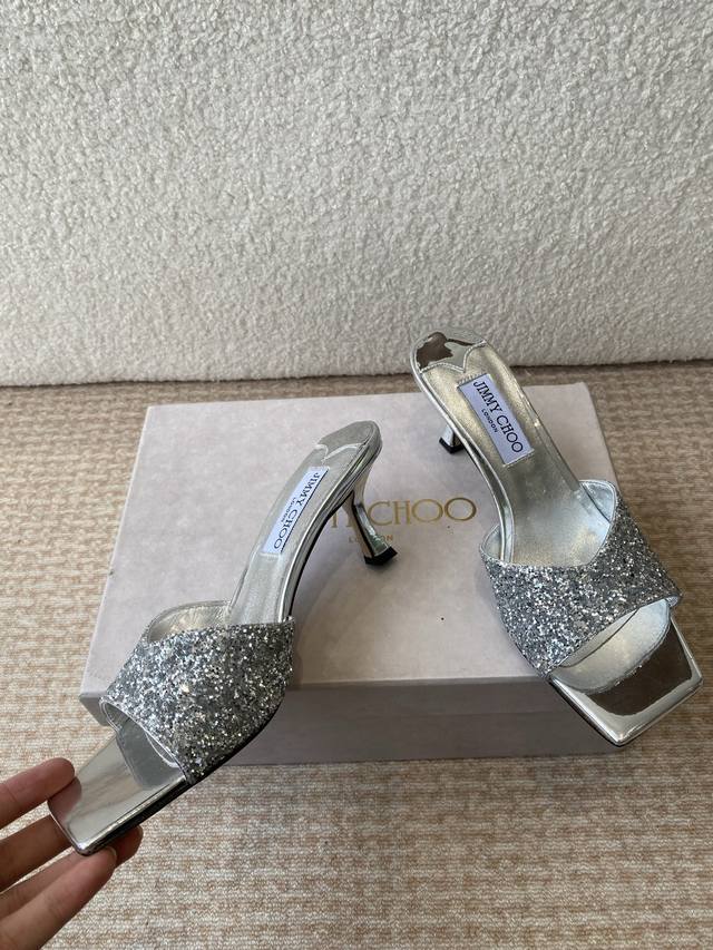 jimmychoo Jimmy Choo 2025Ss Limited Edition Square Toe Water Drop Heel Slippe