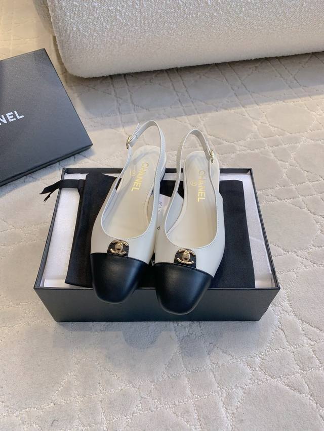 Factory Price P Chane* Classic Sling Back Hollow Shoes Classic Simple And Versat