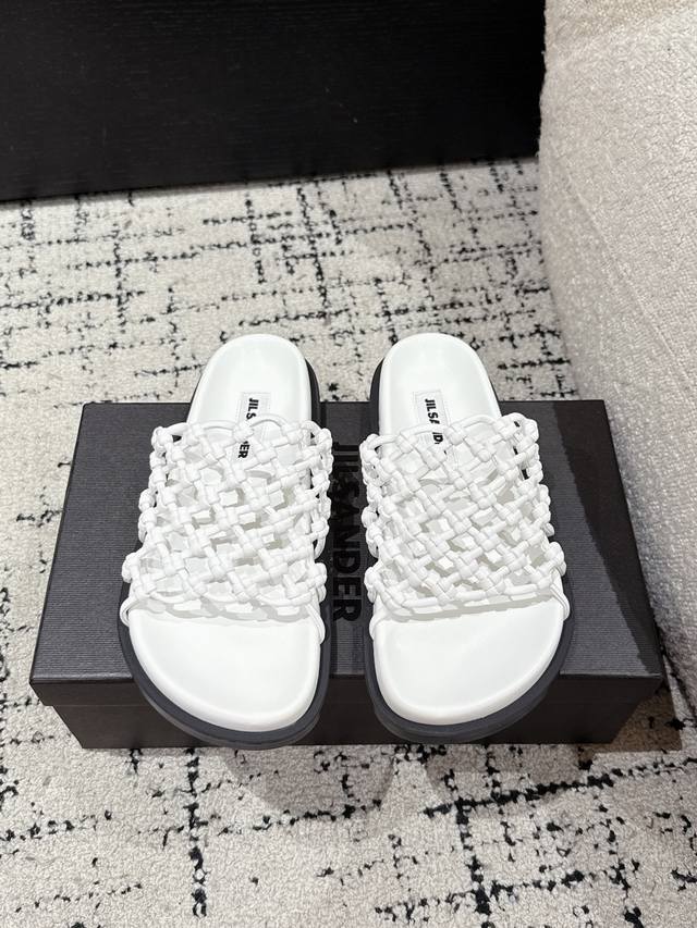 jil Sander 25 Spring/Summer Newest Woven Leather Mesh Slippers Jennie Wore At