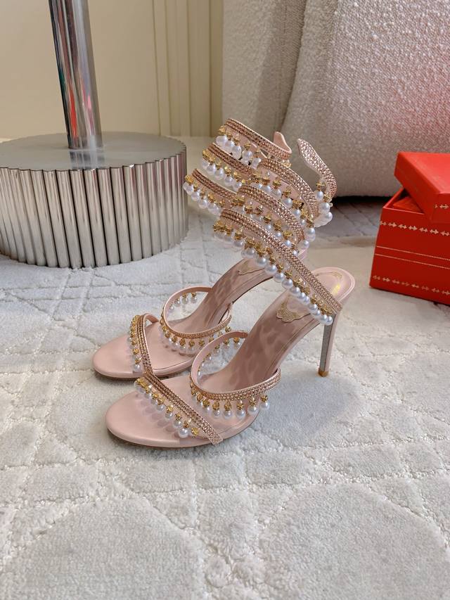 Slippers Sandals Ren* Caovill* Pearl Pendant High-Heeled Fairy Sandals Are Full