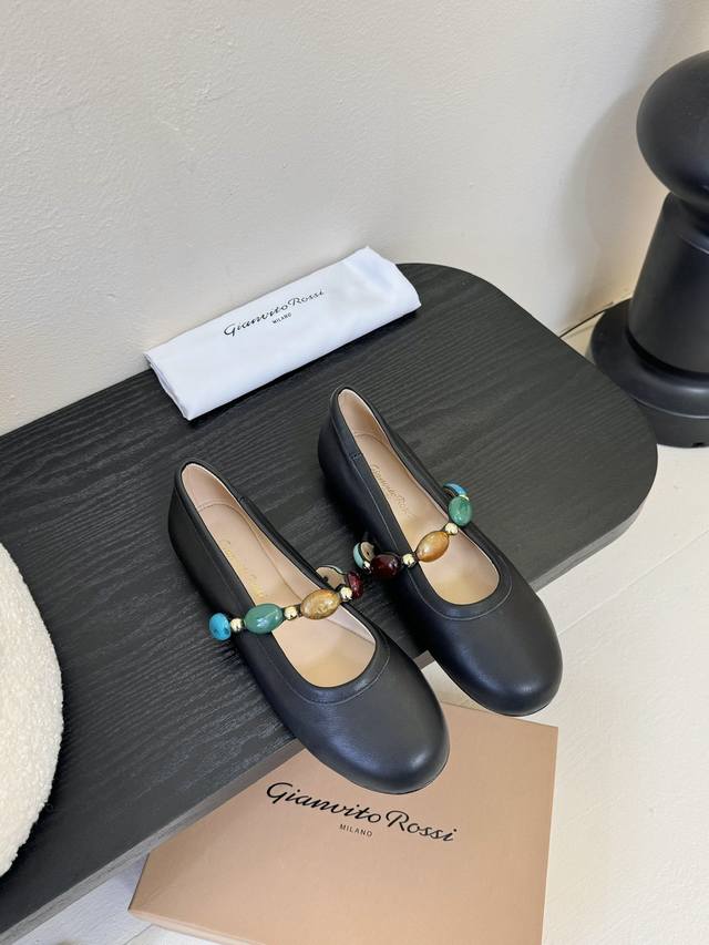Gianvito Rossi 25 2025 Spring/Summer New Gr Colored Gemstone Mary Jane Ballet Fl