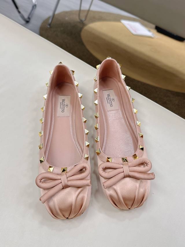 valentino Garavabi Orange Satin Bow-Decorated Ballet Flats Factory Price Pp T