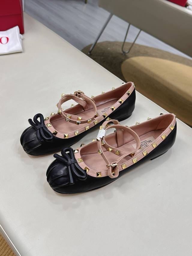 valentino Garavabi Orange Satin Bow-Decorated Ballet Flats Factory Price Pp T