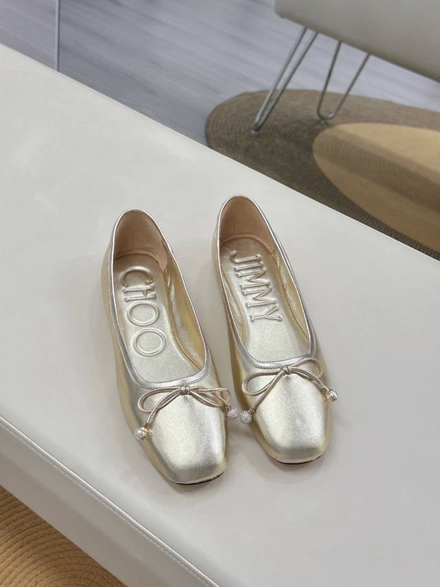 elme Flat Ballet Flat Shoes With Pearl Bows Latte White Classic Black Light G
