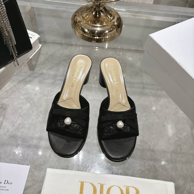 Factory New Spring And Summer Dior D-Lane Dior Round Toe Open-Toe Slippers This