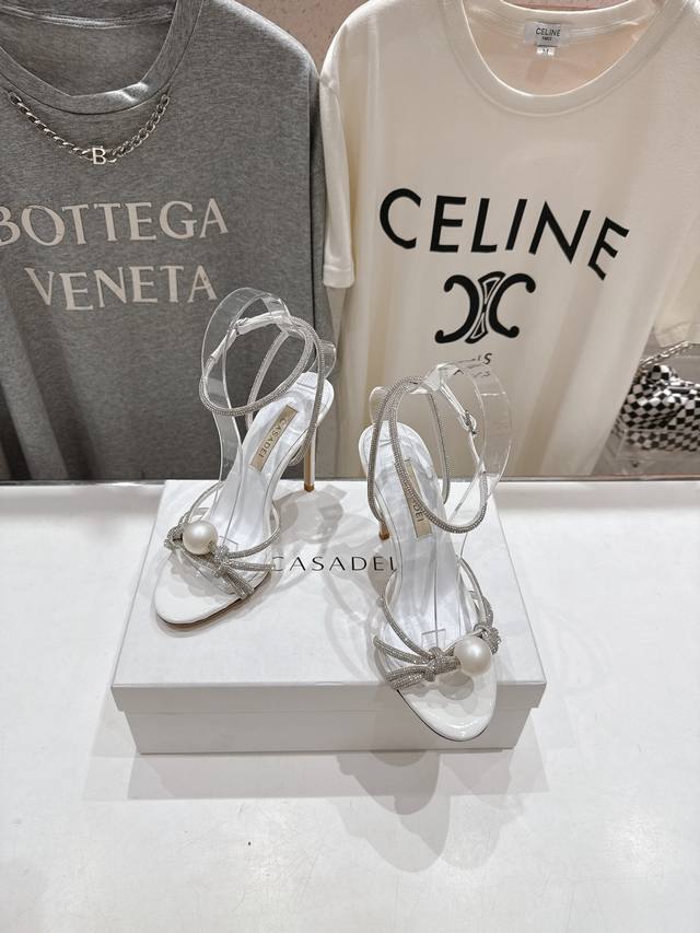 High Version Factory Casadei 2025 Ss Summer New Crystal Diamond High Heels Sanda