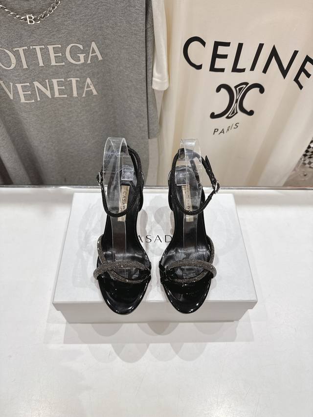 High Version Factory Casadei 2025 Ss Summer New Crystal Diamond High Heels Sanda