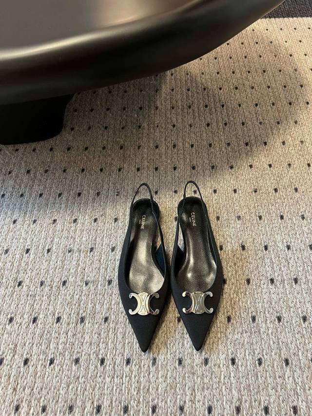 celin* 25 Arc De Triomphe Flat Shoes Self-Retained Model Spot First New Silve